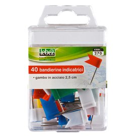 77091 Spilli a bandierina - colori assortiti - Lebez - scatola 40 pezzi