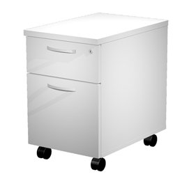 Cassettiera Agorà - 1 cassetto + 1 classificatore - con ruote - 44 x 60 x 60 cm - bianco