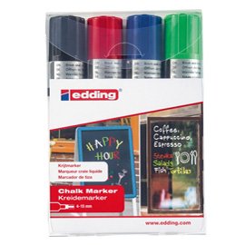 Marcatore a gesso liquido 4090 - punta scalpello - da 4 a 15mm - Edding - astuccio 4 pezzi