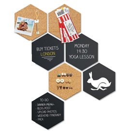 80262 Set Wall Hexagon - lavagne nere e bacheche in sughero esagonali - Securit