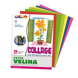 Carta velina - 24 x 34 cm - 20 gr - colori assortiti - Deco - 24 fogli