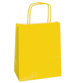 Shopper Twisted - maniglie cordino - 14 x 9 x 21 cm - carta kraft - giallo - Mainetti Bags - conf. 25 pezzi