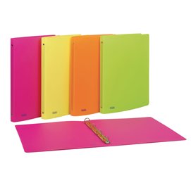 Raccoglitore neon - 22 x 30 cm - 4 anelli tondi 15 mm- PP - colori assortiti - Favorit