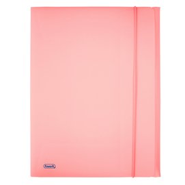 Cartella 3 lembi con elastico Pastel - 24 x 33cm - dorso 1 cm - PP - cipria - Favorit