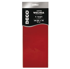 Carta velina - 50 x 76 cm - 20 gr - rosso - Deco - busta 5 fogli