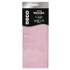 89118 Carta velina - 50 x 76 cm - 20 gr - rosa - Deco - busta 5 fogli