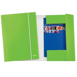 Cartella 3 lembi con elastico WOW - 25 x 35 cm - dorso variabile - cartoncino plastificato - verde lime - Leitz