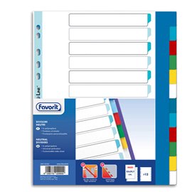 89341 Divisori Neutri a 12 tacche - PP - A4 maxi - colori assortiti - Favorit