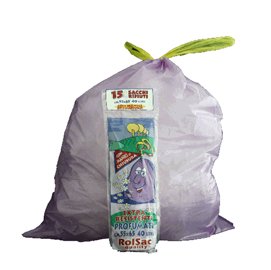 Sacchi - 55 x 65 cm - 44 L - 18 micron - con maniglie - MDPE/HDPE - viola - Rolsac - conf. 15 pezzi
