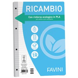 Ricambi forati riforzati ecologico - A4 - 1 rigo - 100 gr - Favini - conf. 40 pezzi