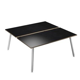 Scrivania Skinny Metal a 2 postazioni contrapp. - 140 x 166 cm - bianco / nero venato