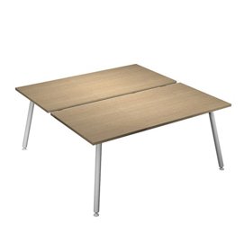 Scrivania Skinny Metal a 2 postazioni contrapp. - 160 x 166 cm - bianco / rovere