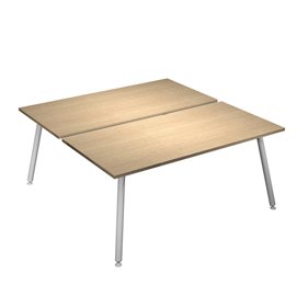 Scrivania Skinny Metal a 2 postazioni contrapp. - 180 x 166 cm - bianco / rovere