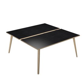 92475 Scrivania Woody a 2 postazioni contrap. - 160 x 166 cm - rovere / nero venato