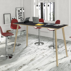Tavolo rotondo alto Woody - diametro 80 cm - H 105 cm - rovere/nero venato