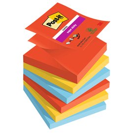 94354 Blocco Post-it Super Sticky Z Notes - R330-6SS-PLAY - 76 x 76 mm - colori Playful - 90 fogli - Post-it - conf. 6 pezzi