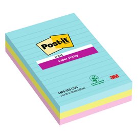 Blocco Post-it Super Sticky - 4690-SS3COS - a righe - 101 x 152 mm - colori Cosmic - 90 fogli - Post-it - conf. 3 pezzi