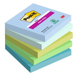 94365 Blocco Post-it Super Sticky - 654-5SS-OAS - 76 x 76 mm - colori Oasis - 90 fogli - Post-it - conf. 5 pezzi