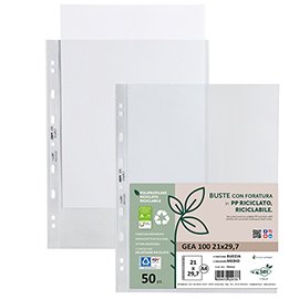 Buste forate Gea 100 - PP riciclato - buccia medium - 21 x 29