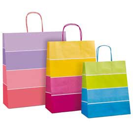 94707 Shopper bicolor - con manici - carta ritorta - 16 x 8 x 21 cm - colori assortiti - Rex Sadoch