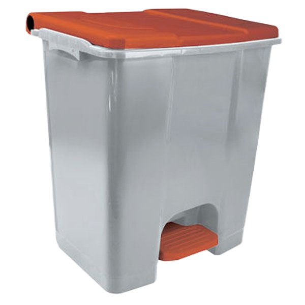 97425 Contenitore mobile Ecoconti - a pedale - 60 L - plastica riciclata - grigio/rosso - Medial