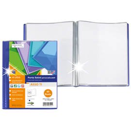Portalistini Asso TI - personalizzabile - PP liscio - 15 x 21 cm - 60 buste -  blu - Sei Rota