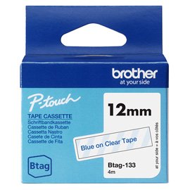 BROBTAG133 Brother - Nastro adesivo - Blu/Trasparente - 12mm x 4mt - BTAG133