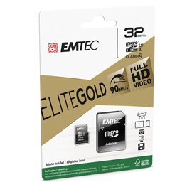 EMTSD32GHC10GP Emtec - Micro SDHC Class 10 Gold + con Adattatore - ECMSDM32GHC10GP - 32GB