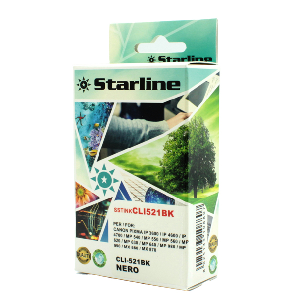 SSTINKCLI521BK Starline - Cartuccia ink - per Canon - Nero - CLI521 BK - 9ml