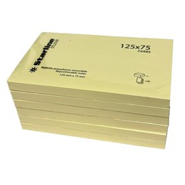 Blocchetto biglietti adesivi - giallo - 75 x 125mm - 70gr - 100 fogli - Starline