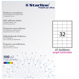 Etichette adesive - in carta - angoli arrotondati - permanenti - 47
