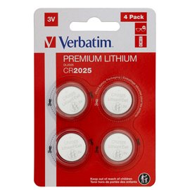 Micropile CR2025 - 3V - a pastiglia - litio - Verbatim - blister 4 pezzi