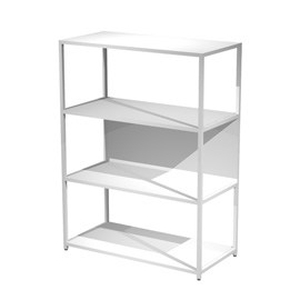 101047 Libreria 4 ripiani Modular - 90 x 44 x 122 cm - struttura metal bianco - bianco