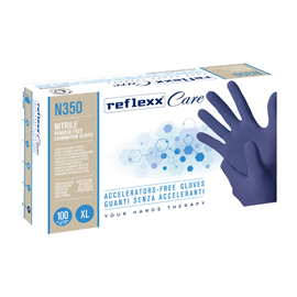 101267 Guanti nitrile ipoallergenici N350 - senza acceleranti - taglia XL - blu - Reflexx - conf. 100 pezzi