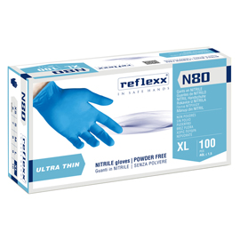 101272 Guanti in nitrile N80 - ultrasottili - taglia XL - azzurro - Reflexx - conf. 100 pezzi