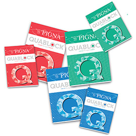 Blocco Quablock Original - collato - A4 - 1 rigo - 80 gr - 50 fogli - 4 fori - Pigna