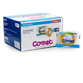 Nastro adesivo - confezionato singolarmente - 15 mm x 33 m - cellophane - trasparente - Comet