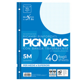 Ricambi forati rinforzati Pignaric - A4 -  5mm - 80gr - Pigna - conf. 40 pezzi