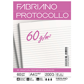 Foglio protocollo - A4 - 1 rigo - 60 gr - Fabriano - conf. 200 pezzi