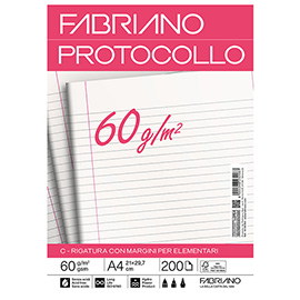 Foglio protocollo - A4 - 1 rigo c/margine - 60 gr - Fabriano - conf. 200 pezzi