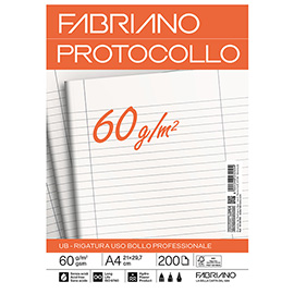 Foglio protocollo - A4 - uso bollo - 60 gr - Fabriano - conf. 200 pezzi
