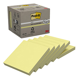 Blocco Post-it Notes Green - 654-1B - 76 x 76 mm - giallo - 100 fogli - riciclabile 100% - Post-it