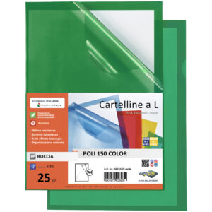Cartellina a L Poli 150 Color - A4 - PP - buccia pesante - verde - Sei Rota - conf. 25 pezzi