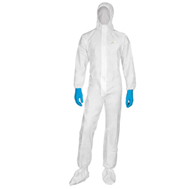 Tuta di protezione da rischio chimico DT115 - monouso - taglia XL - PP/PE - bianco - Deltaplus