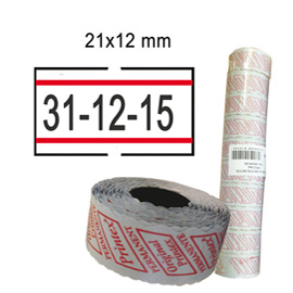 Rotolo da 1000 etichette per Printex Smart - 21x12 mm - adesivo removibile - bianco con righe rosse - Printex - Pack 10 rotoli