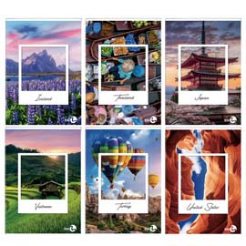 Maxiquaderno Paesaggi fantasia - A4 - 1 rigo c/margine - 40+2 fogli - 80gr - BM