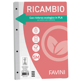 Ricambi forati riforzati ecologico - A4 - 5mm - 100 gr - Favini - conf. 40 pezzi