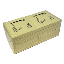 Blocchetto biglietti adesivi - giallo - 75 x 75mm - 70gr - 100 fogli - Starline