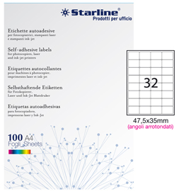 Etichette adesive - in carta - angoli arrotondati - permanenti - 47