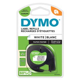 Nastro Letratag  912000 - 12 mm x 4 mt -carta -  bianco - Dymo